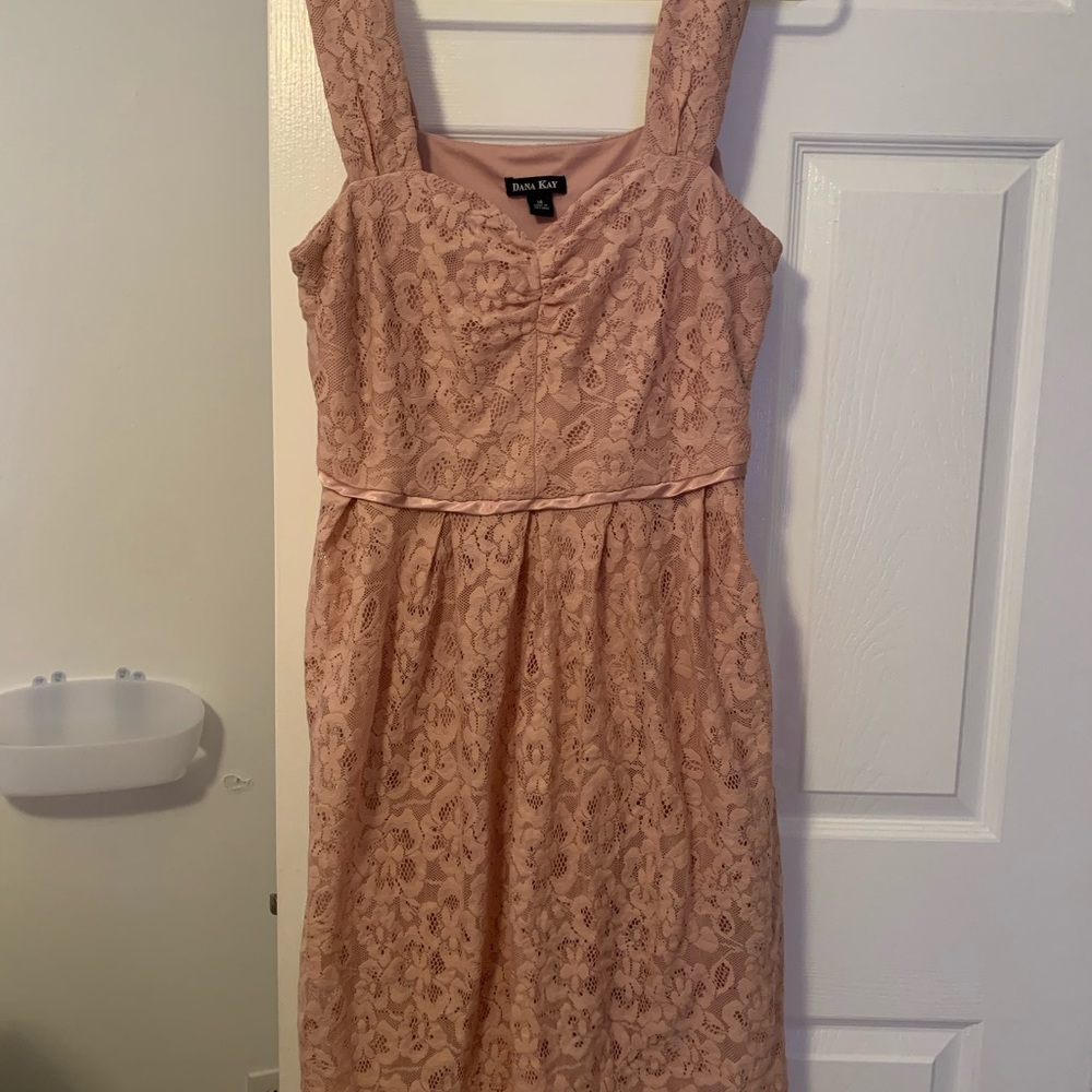 Blush strapless lace dress size 14